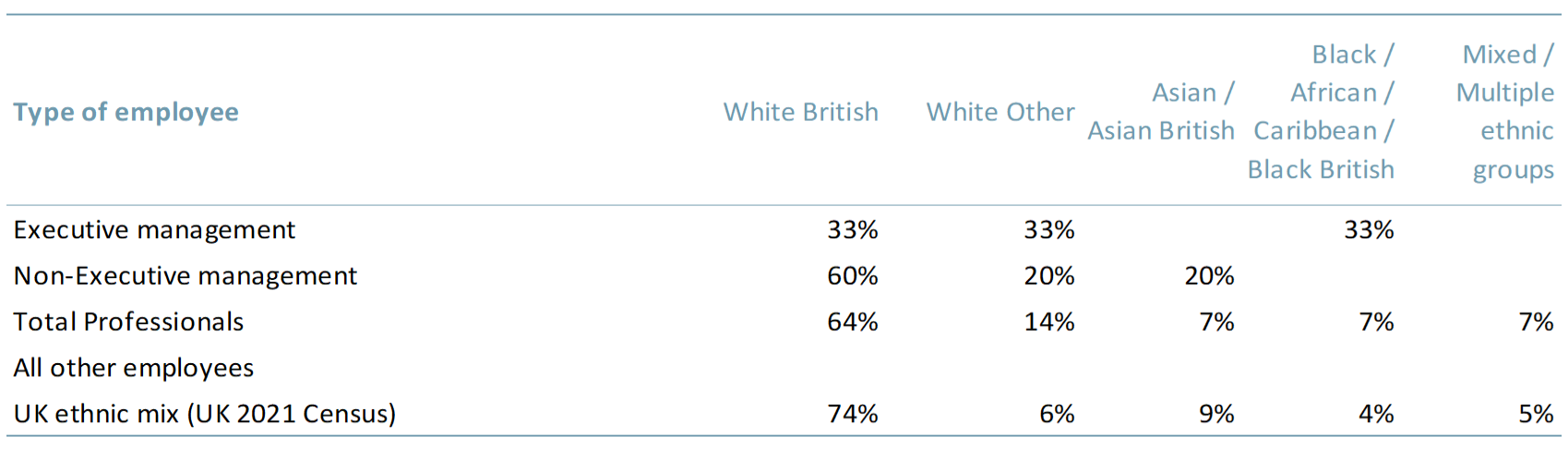 Racial/Ethnic group representation of global employees 